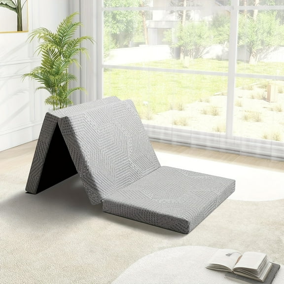Tri-Fold Memory Foam Mattress - Foldable, Washable Design | Durable for RV, Camping, Travel & Home Use | Easy-to-Clean Bedding for Modern Bedrooms