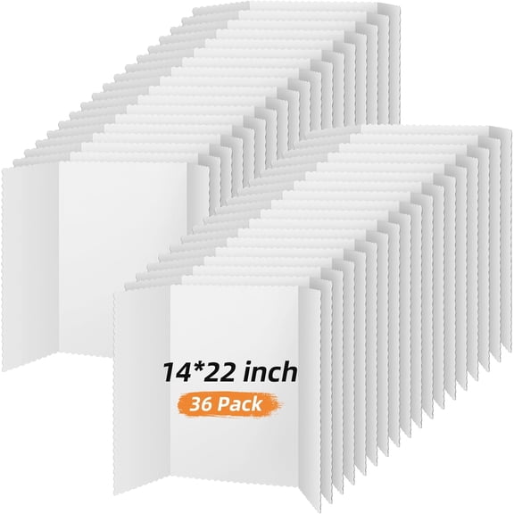 Tri Fold Poster Board Bulk, Science Fair Project Display Paperboard, Single Wall, Lightweight Presentation Board