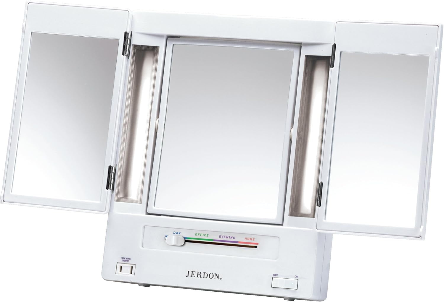White Tri-Fold Lighted Magnifying Makeup Mirror