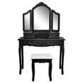 thumbnail image 1 of Tri-Folding Mirror 4 Drawers Dressing Table Home Bedroom Women Makeup Desk Stool Set, 1 of 10