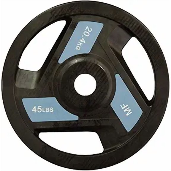 Tri-Grip Plates Pairs: Build Muscle & Strength with Rubber Coated 45lb Plates - Perfect for Home Gym Fitness Workouts, Black