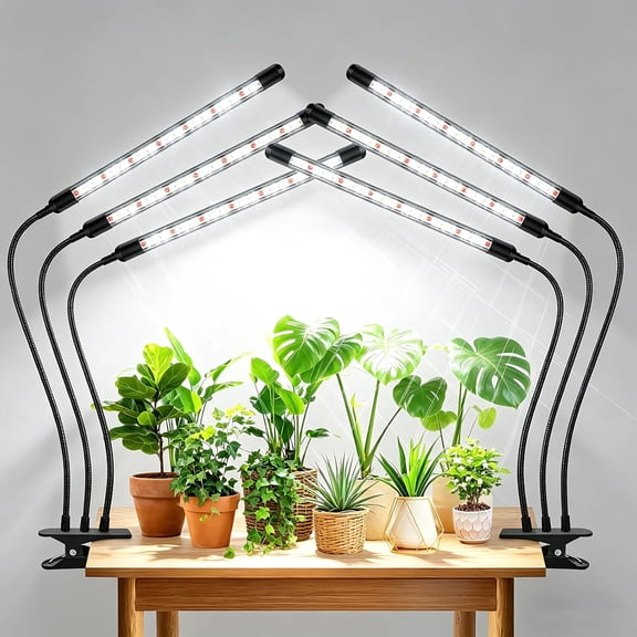 Tri-Heads Grow Lights for Indoor Plants, Full Spectrum Plant Lights for Indoor Growing with Adjustable 360 Gooseneck, 6/12/18H Timer & Dimming for Seedlings(Pack 2)