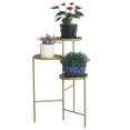 thumbnail image 1 of Tri-Level Metal Plant Stand Potted Plants Holder for Indoor Outdoor Garden Display Rack - Gold, 1 of 5