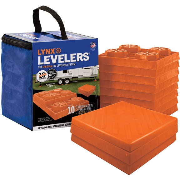 Tri-Lynx Lynx Levelers RV Leveling Blocks with Carry Bag, 10 Pack, Plastic