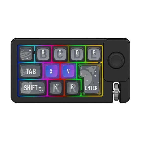 Tri-Mode Mechanical Keyboard W910, 2.4G/Bluetooth/Type-C Hot-Swappable RGB Gaming Keyboard with Thumb Knob & Joystick, 12 Macro Keys, Compact 75 Layout for Gaming/Office