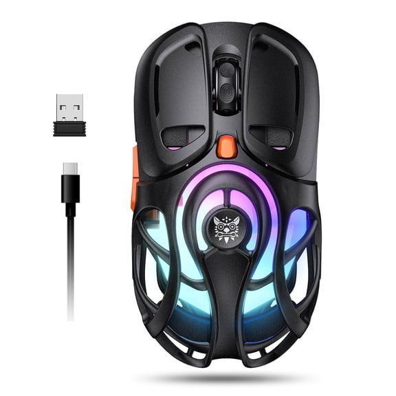 Tri-Mode Wireless Gaming Mouse – 2.4G / Bluetooth / USB-C, 12800 DPI, 6 RGB Backlit, 73g Ultra-Light, 2000Hz Polling Rate, 400mAh Rechargeable, for PC / Mac / Laptop