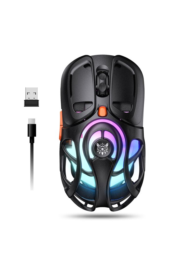 Tri-Mode Wireless Gaming Mouse – 2.4G / Bluetooth / USB-C, 12800 DPI, 6 RGB Backlit, 73g Ultra-Light, 2000Hz Polling Rate, 400mAh Rechargeable, for PC / Mac / Laptop