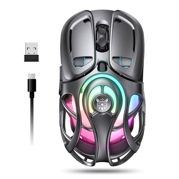 Tri-Mode Wireless Gaming Mouse – 2.4G / Bluetooth / USB-C, 12800 DPI, 6 RGB Backlit, 73g Ultra-Light, 2000Hz Polling Rate, 400mAh Rechargeable, for PC / Mac / Laptop