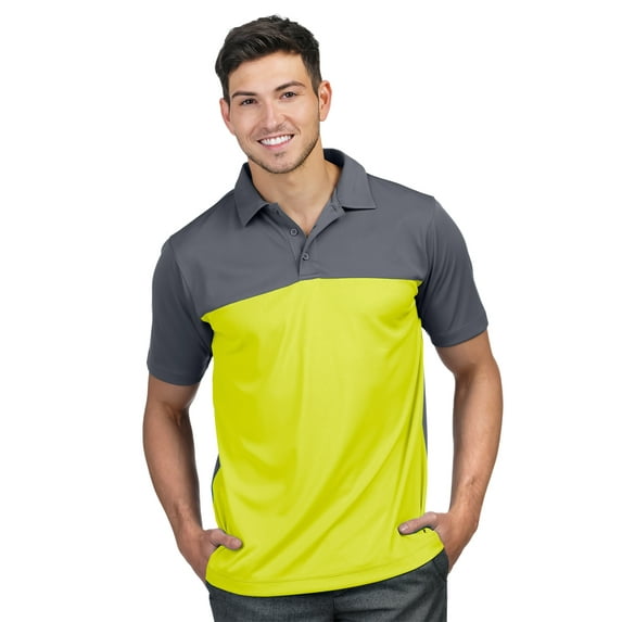 Tri-Mountain Dimension K017 Mens Polyester Shirt - Gray/Lime Green - X-Large
