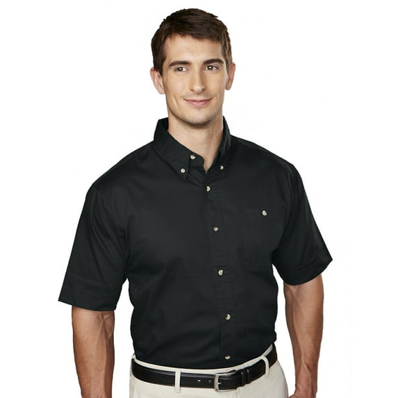 Tri-Mountain Director 808 Cotton Short Sleeve Twill Shirt, 5X-Large Tall, Black
