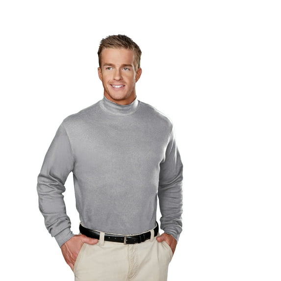 Tri-Mountain Graduate 620 Cotton interlock mock turtleneck, 2X-Large, Heather Gray