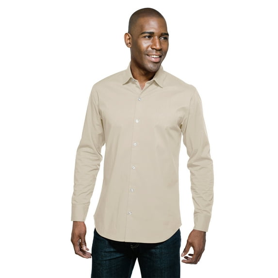 Tri-Mountain Greyson W743LS Long Sleeve Woven Shirt, 4X-Large, Sand