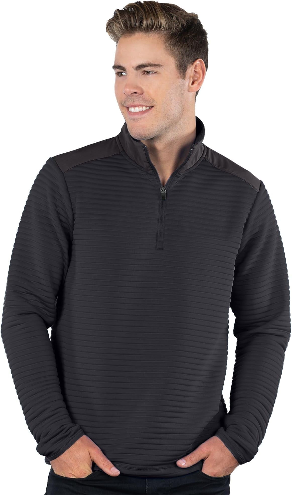 Tri-Mountain Men's Quarter Zip Pullover Performance Long Sleeve