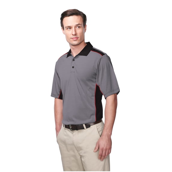Tri-Mountain Performance Accolade K340 Knit Polo Shirt, Large, Black/Red
