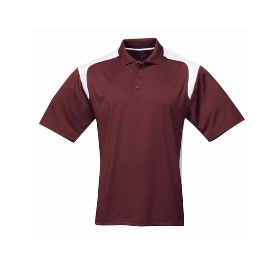 Tri-Mountain Performance Blitz 145 Knit Polo Shirt, 2X-Large Tall, Dark Maroon/White