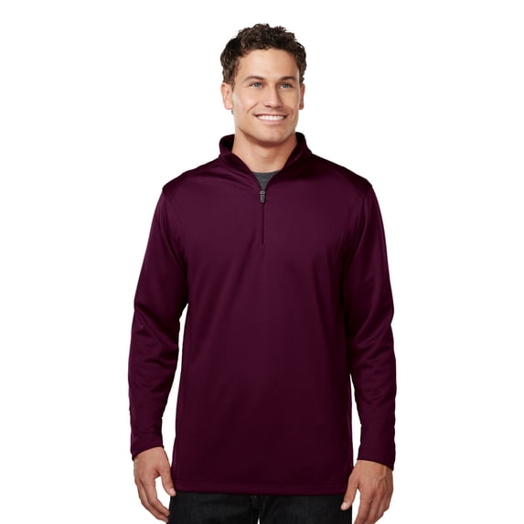 Tri-Mountain Performance Clementon K628 1/4 Zip Pullover Shirt, Large, Dark Maroon