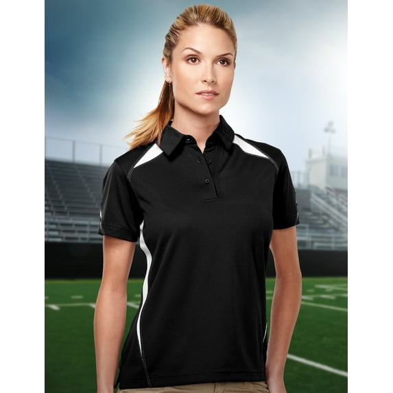 Tri-Mountain Performance Lady Lightning KL119 Birdeye Polo, 2X-Large, Black/White