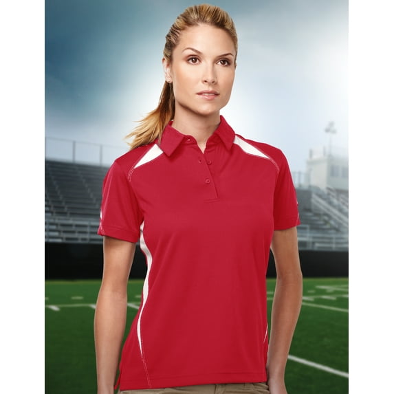 Tri-Mountain Performance Lady Lightning KL119 Birdeye Polo, 2X-Large, Red/White
