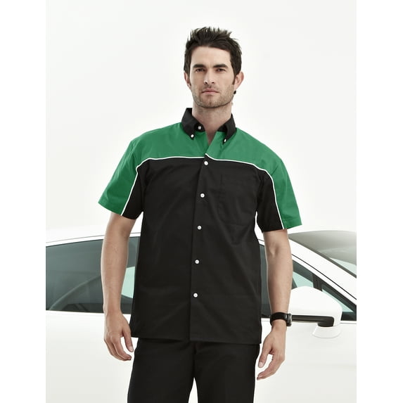 Tri-Mountain Racewear Downshifter 908 Twill Shirt With Piping, 4X-Large, Kelly Green