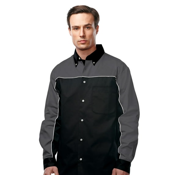 Tri-Mountain Racewear Downshifter Long Sleeve W908LS Twill Woven Shirt, 2X-Large, Charcoal
