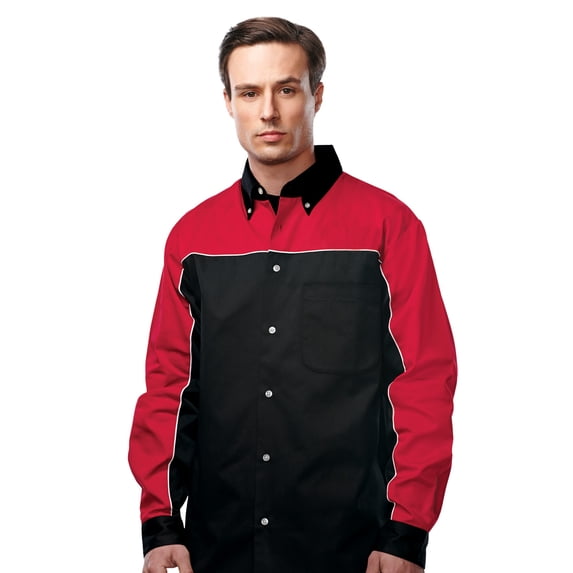 Tri-Mountain Racewear Downshifter Long Sleeve W908LS Twill Woven Shirt, 3X-Large Tall, Red