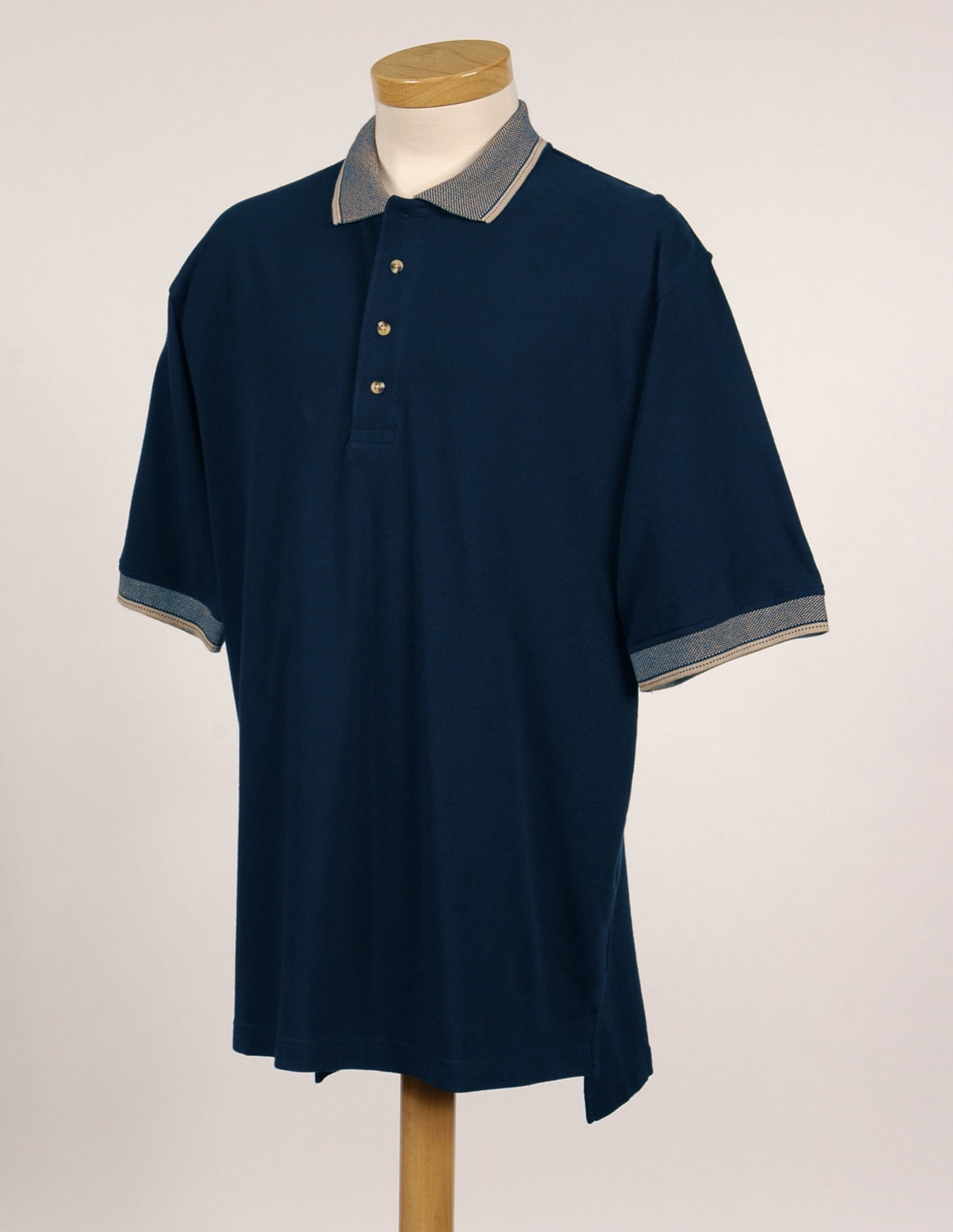 TriMountain Sterling 196 jacquard trim cotton golf shirt, Large, Navy