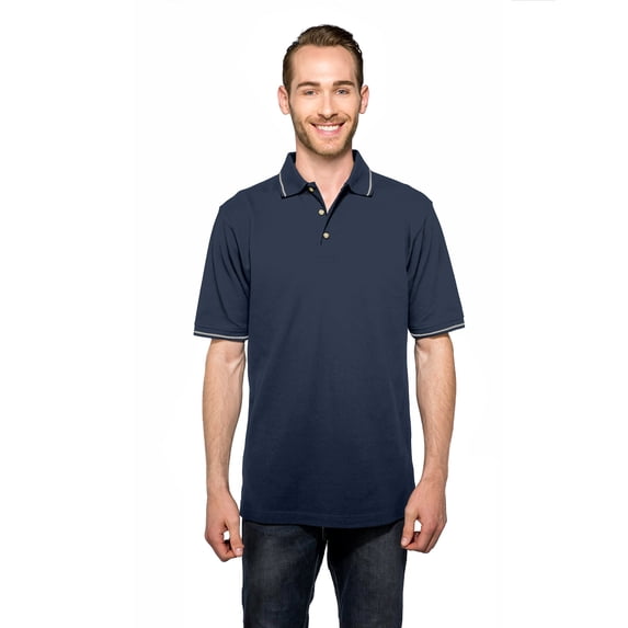 Tri-Mountain Trace K097 Short Sleeve Golf Shirt, 4X-Large, Navy/Khaki