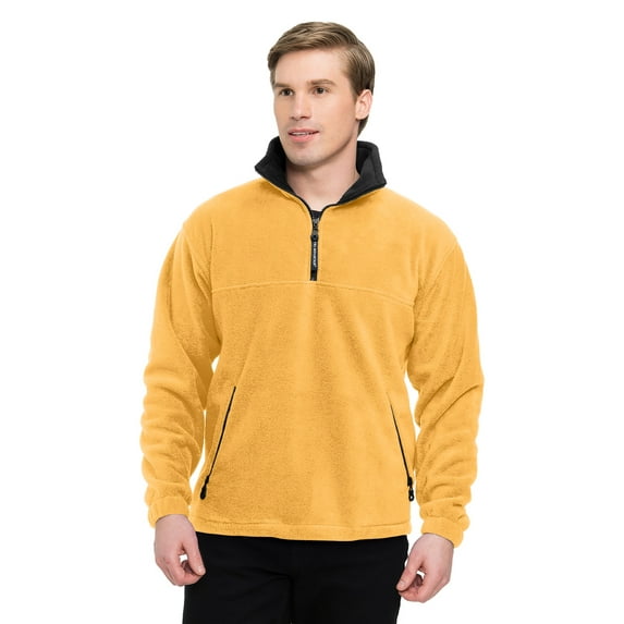 Tri-Mountain Viking 7550 Panda Fleece 1/4 Zip Pullover, X-Small, Yellow Gold/Black