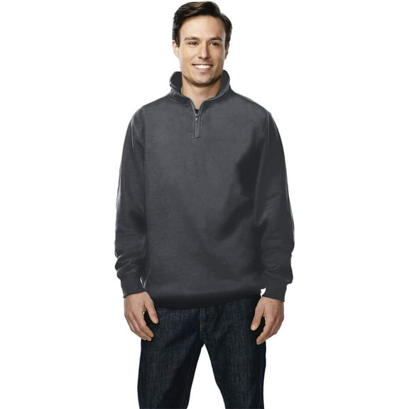 Tri Moutnain Men's 1/4 Zip Pullover Suede Fleece Sweatshirt Seam pockets 2X 3X 4X