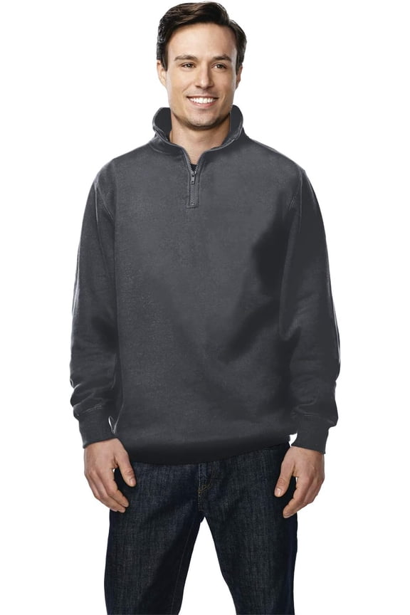 Tri Moutnain Men's 1/4 Zip Pullover Suede Fleece Sweatshirt Seam pockets 2X 3X 4X
