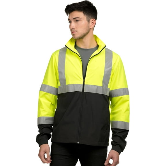 Tri Moutnain Men's Class 3 Full Zip Jacket 2 Inch Reflective Tape Safety Coat 2x 3x 4x