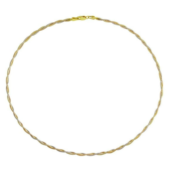 Tri Plated 925 Sterling Silver Twisted Chain Made in Italy 18" Jewelry Female Unisex