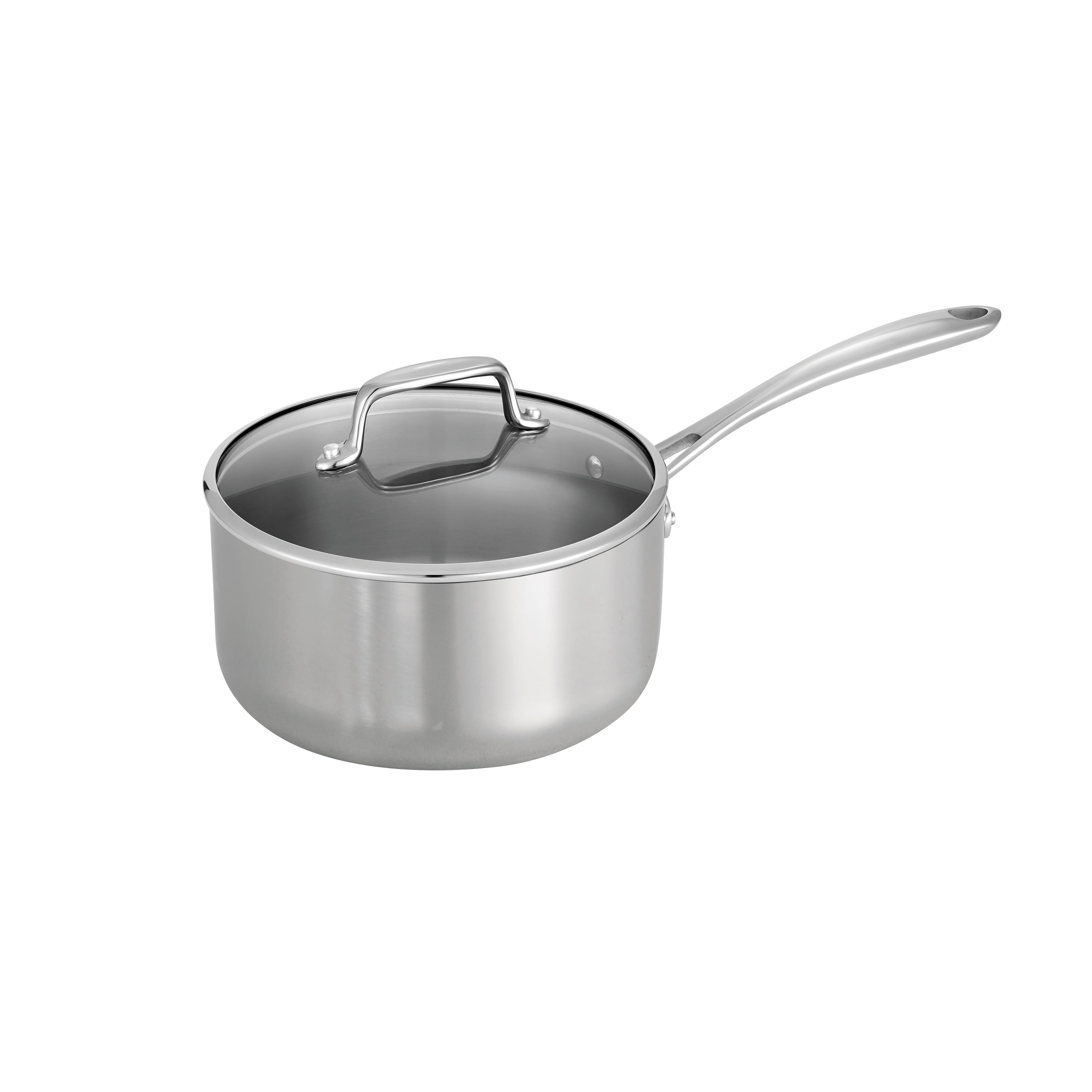 SLOTTET Tri-Ply Whole-Clad Stainless Steel Sauce Pan with Pour Spout,1.5  Quart Small Multipurpose Pasta Pot with Strainer Glass Lid, Saucepan for