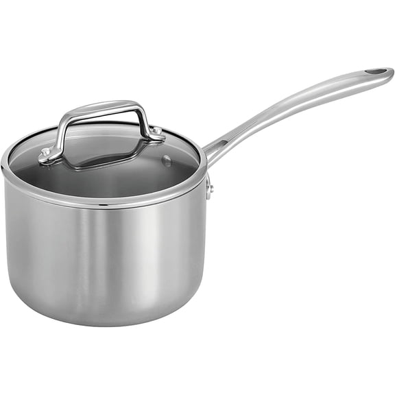 Tri-Ply Clad Stainless Steel 2-Quart Sauce Pan with Glass Lid