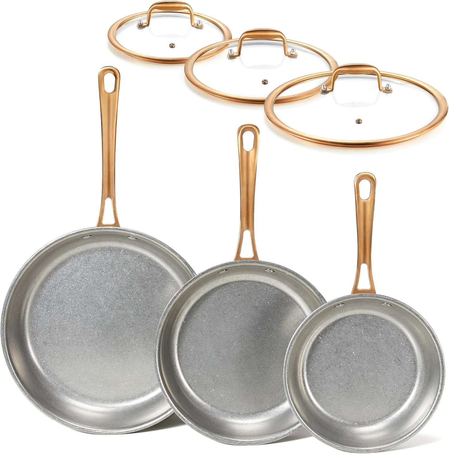 Tri-Ply Stainless Frying Pans Set, 8"/9.5"/11" Cooking Pans with , PFOA ...