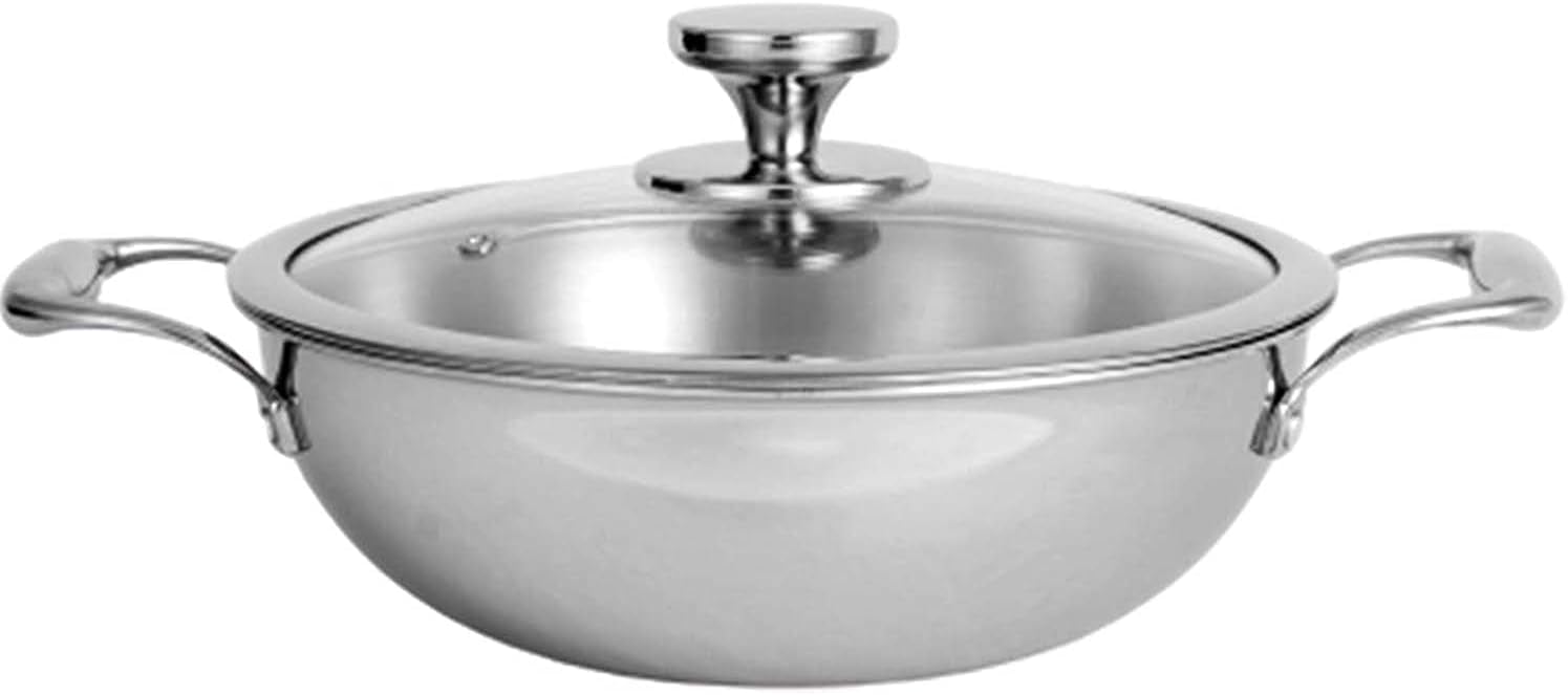 TriPly Stainless Steel Cookware Deep Fry Pan 1.5 LTR with Glass Lid