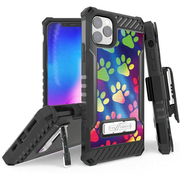 Tri-Shield [ADORABLE ANIMAL SERIES] Rugged Case Metal Kickstand Cover + Belt Clip Holster [CRITTER DESIGN] for Apple iPhone 11 Pro (2019, 5.8" Model)