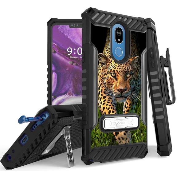 Tri-Shield [FIERCE CREATURE SERIES] Rugged Case Metal Kickstand Cover + Belt Clip Holster [ANIMAL DESIGN] for LG Stylo 5, Stylus-5