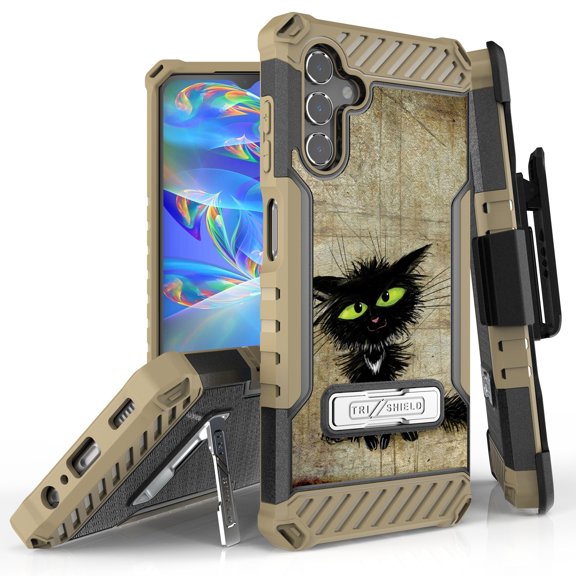 Tri Shield Rugged Cover + Hoslter Designed For Galaxy A13 5G Case Black/FDE