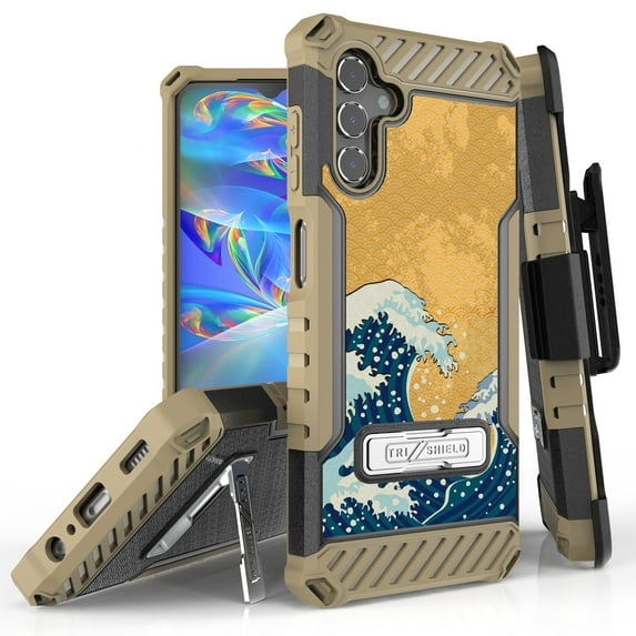 Tri Shield Rugged Cover + Hoslter Designed For Galaxy A13 5G Case Black/FDE