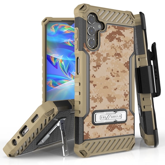 Tri Shield Rugged Cover + Hoslter Designed For Galaxy A13 5G Case Black/FDE