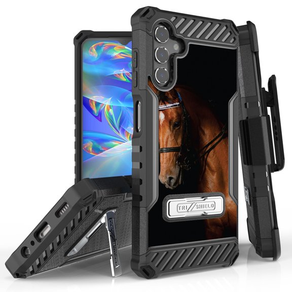 Tri Shield Rugged Cover + Hoslter Designed For Samsung Galaxy A13 5G Case Black/Black