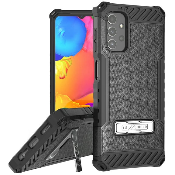 Tri-Shield Series for Samsung Galaxy A04s/A04/M13/A13/A32 5G Case, [Military Grade] Rugged Phone Cover with Metal Kickstand [Includes Wrist Strap Lanyard]