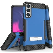 Tri-Shield Series for Samsung Galaxy S22 Plus 5G Case, Tri-Shield [Military Grade] Rugged Cover with Metal Kickstand [Includes Wrist Strap Lanyard] - Blue