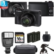 Canon PowerShot G7 X Mark III Digital Camera Black + Extra Battery + Flash+ International Version