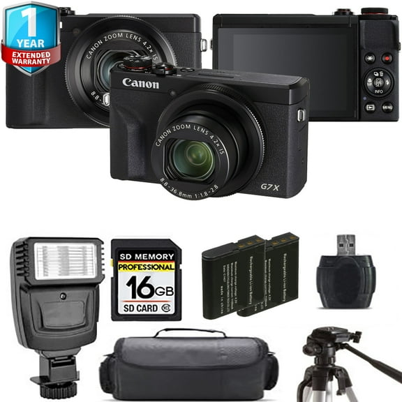 Canon PowerShot G7 X Mark III Digital Camera (Black) + Extra Battery + Flash+ 1 Yr Warranty (International Version)