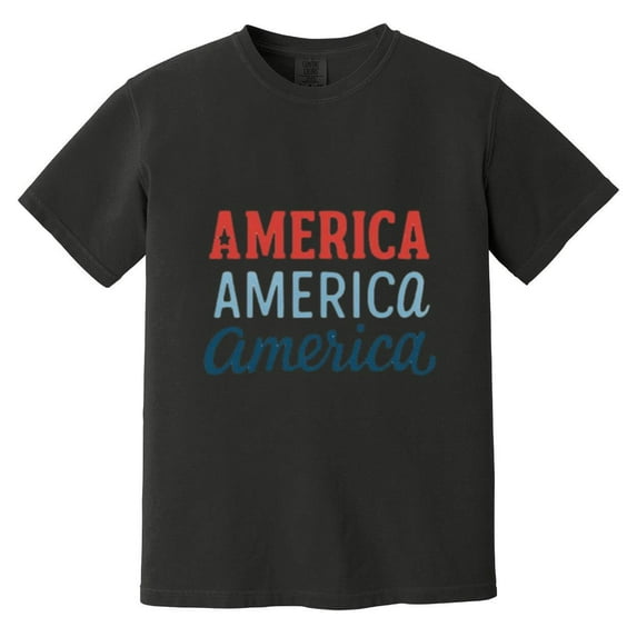 Tri-Style America Patriotic Typography 4th of July Comfort Color T-Shirt, Unisex, up to size 4XL