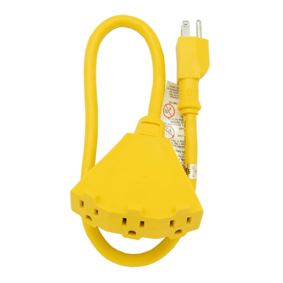 Tri-Tap Splitter &  2' Extension Cord, UL Listed