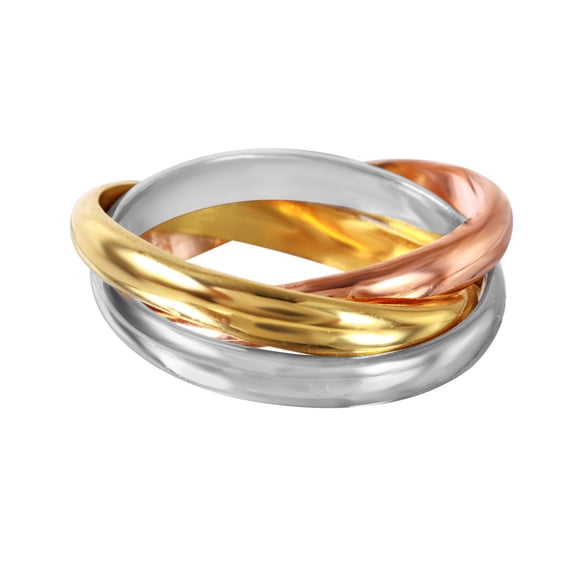 Tri Tone Plated Sterling Silver Puzzle Stackable Bands Ring Size 9