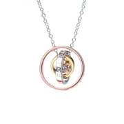 Tri-Tone Sterling Silver I Love you Pendant Necklace